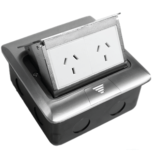 POP UP ALUMINIUM FLUSH 2 x 10Amp AUTO SWITCHED GPO OUTLET