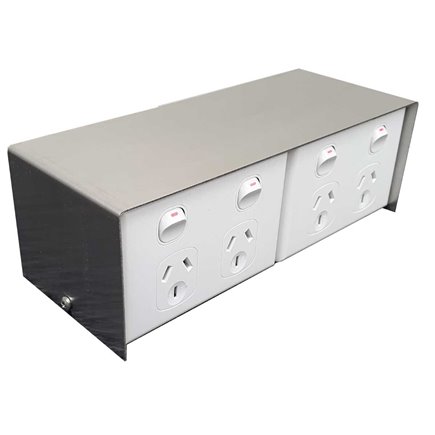FP Series Floor Pedestal Outlet Box Stainless Steel 4 x DGPO (BACK TO BACK)