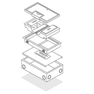 FOBPL2P2DS65 - FFOB-522 2 x 10amp AUTO SWITCHED SQUARE GPO OUTLET 2 X SINGLE DATA