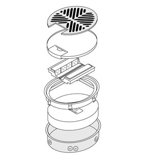FOBCCA4P4DS65 - FFOB-595 ROUND CARCASS 4 X 10amp AUTO SWITCHED OUTLET 4 X SINGLE DATA
