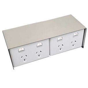 FP Series Floor Pedestal Outlet Box Stainless Steel 2 x DGPO & 4 x Data Provisions (Back to Back)
