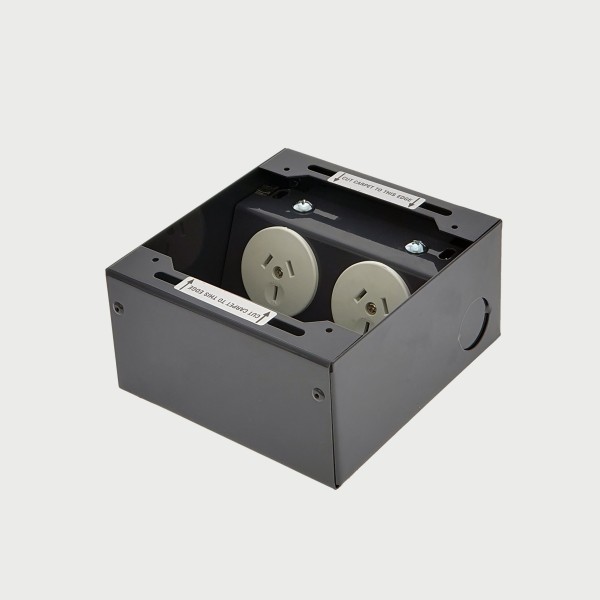 FOBSSBF2PS67 - FFOB-143BLK Floor Box 2 x 10Amp Round Auto switched GPOs