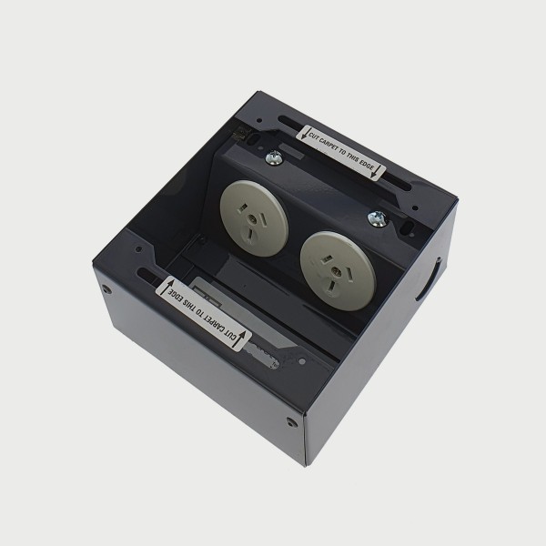 FOBSSBF2PS67 - FFOB-143BLK Floor Box 2 x 10Amp Round Auto switched GPOs