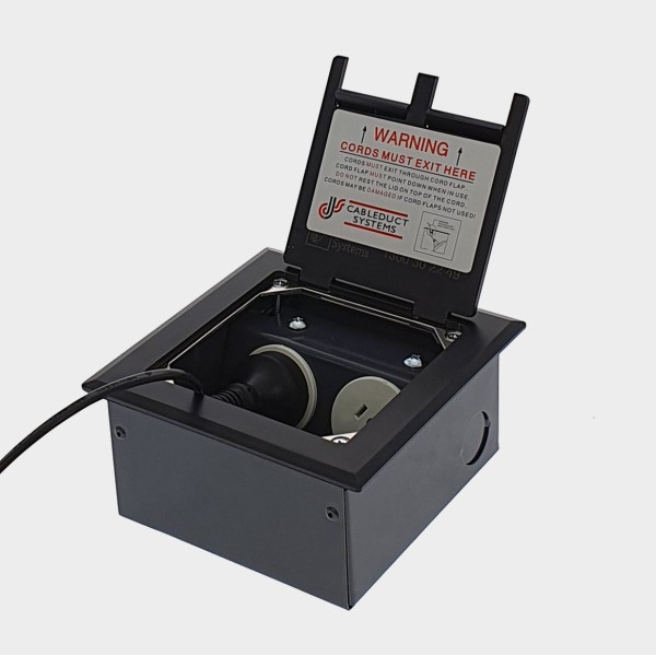 FOBSSBF2PS67 - FFOB-143BLK Floor Box 2 x 10Amp Round Auto switched GPOs