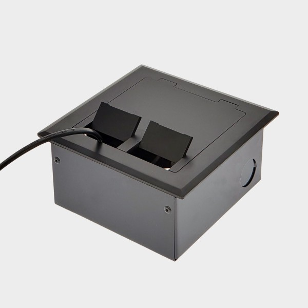 FOBSSBF2PS67 - FFOB-143BLK Floor Box 2 x 10Amp Round Auto switched GPOs