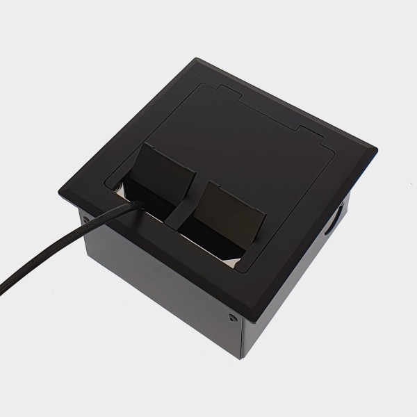 FOBSSBF2PS67 - FFOB-143BLK Floor Box 2 x 10Amp Round Auto switched GPOs