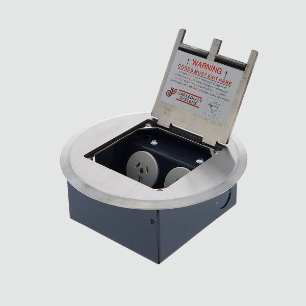 FOBCSSF2PS67 - FFOB-143R Floor Box 2 x 10Amp Round Auto switched GPOs