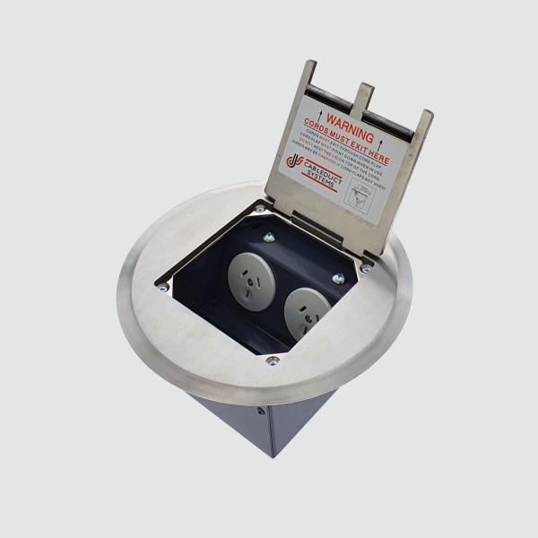 FOBCSSF2PS67 - FFOB-143R Floor Box 2 x 10Amp Round Auto switched GPOs