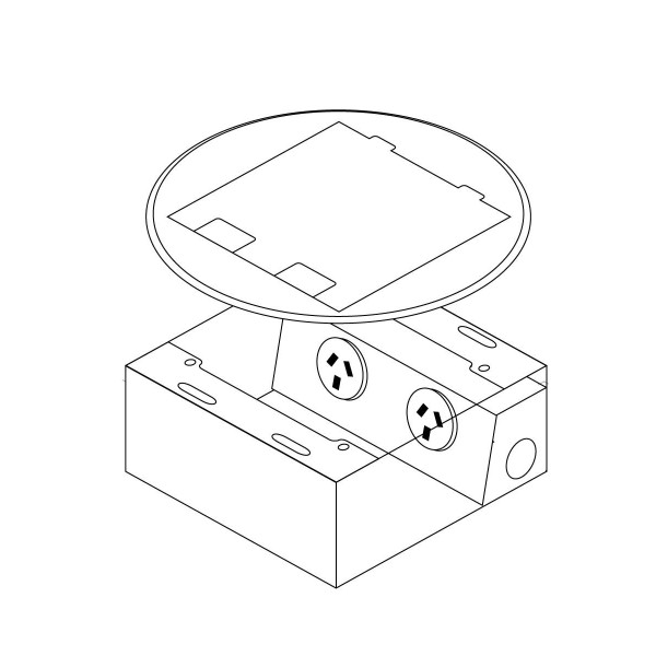 FFOB-143R Floor Box 2 x 10Amp Round Auto switched GPOs