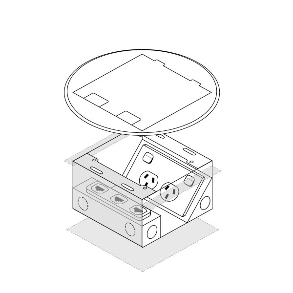 FFOB-148R Floor Box 1 x Standard  DGPOs + 3 Data Provisions