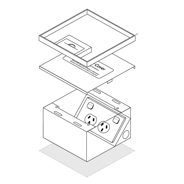 FFOB-149/2P Floor Box 2 x 10Amp Round Auto switched GPOs