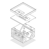 FFOB-149/2P3D Floor Box 2 x 10Amp Round Auto switched GPOs 3 Gang Data