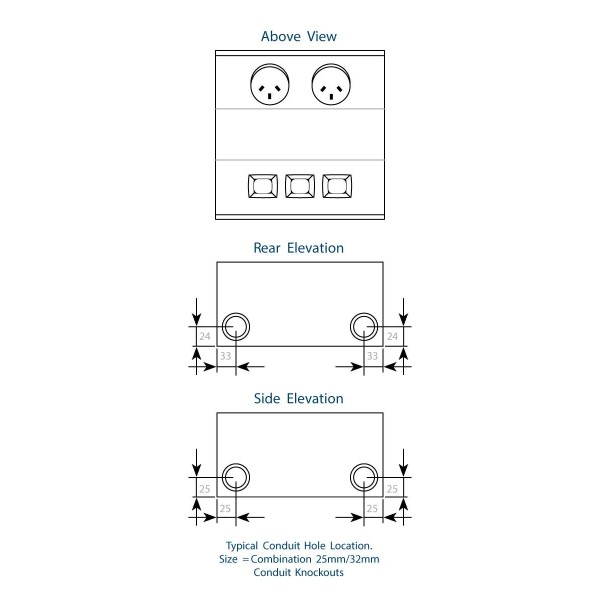 FFOB-290/70 2 X 10amp Auto Switched Outlets and 3 x Single Data
