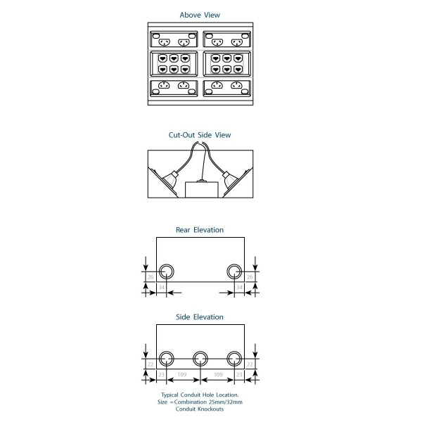 FFOB-340 4 X DGPO Outlet 12 Single Data Outlets