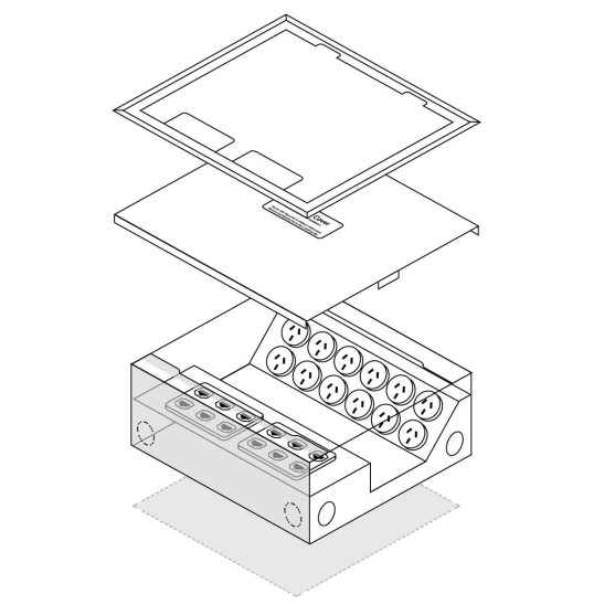 FFOB-340S 12 X 10amp Auto Switched Outlet 12 X 10amp Auto Switched Outlet 12 Single Data Outlets