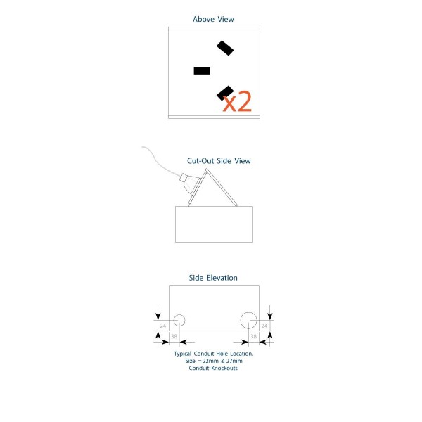 FFOB-122B  2 X 10Amp AUTO SWITCHED GPO OUTLET