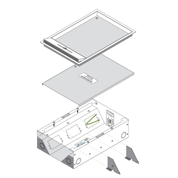 FOBSS19R6STDO - FFOB-430SS Floor Box 6 x STANDARD OUTLETS