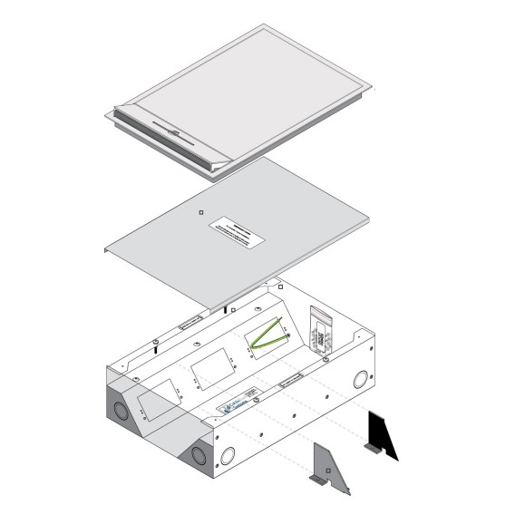 Stainless Tile Flush Floor Box, 6 x Double GPO | Cableduct