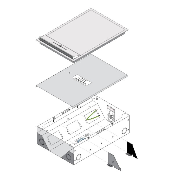 Stainless Tile Flush Floor Box, 6 x Double GPO | Cableduct