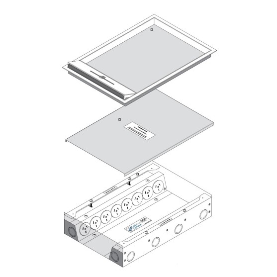 Stainless Tile Recessed Box, 8 x GPO + 8 Data | Cableduct