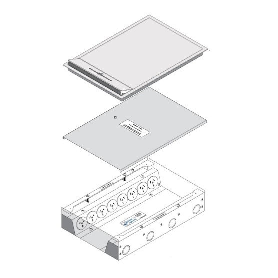 FOBSS19F8P8DS80 - FFOB-430S/80-SS Floor Box 8 X Auto Switched Outlets 8 x Data