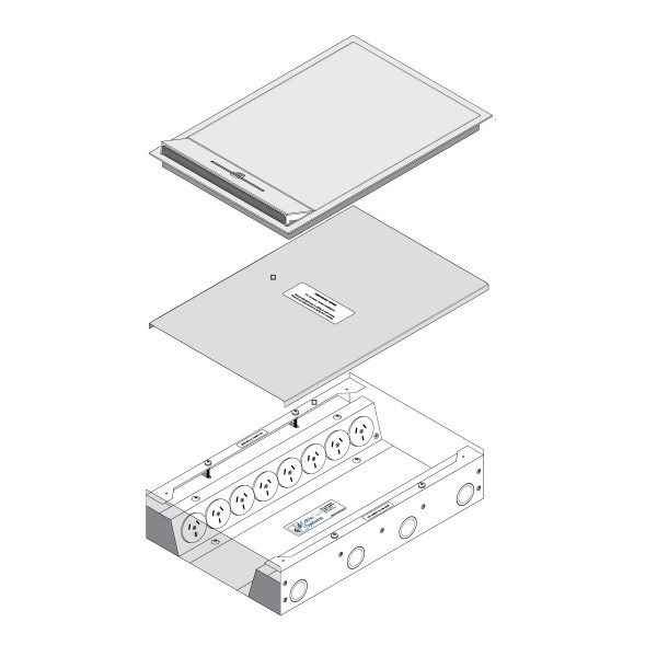 FOBSS19F8P8DS80 - FFOB-430S/80-SS Floor Box 8 X Auto Switched Outlets 8 x Data