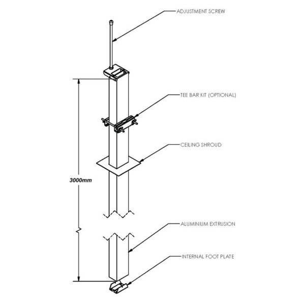 SP7550 Rectangular Service Column 75x50mm | Cableduct Systems