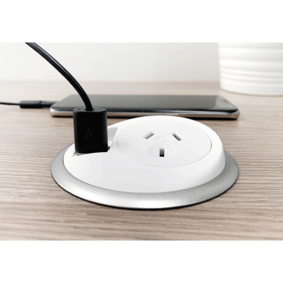 Pixel In-Desk Power & USB Charging Outlet | Cableduct Systems