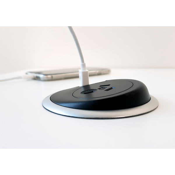 Pixel In-Desk Power & USB Charging Outlet | Cableduct Systems
