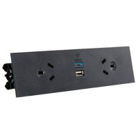 Quick Fit Auto-Switched Outlet with USB Fast Charging, Black | Cableduct Systems
