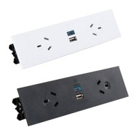 Quick Fit Auto-Switched Outlet with USB Fast Charging, Black | Cableduct Systems