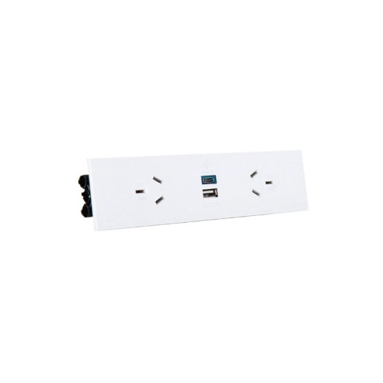 Quick Fit Auto-Switched Outlet with USB Fast Charging, White | Cableduct Systems