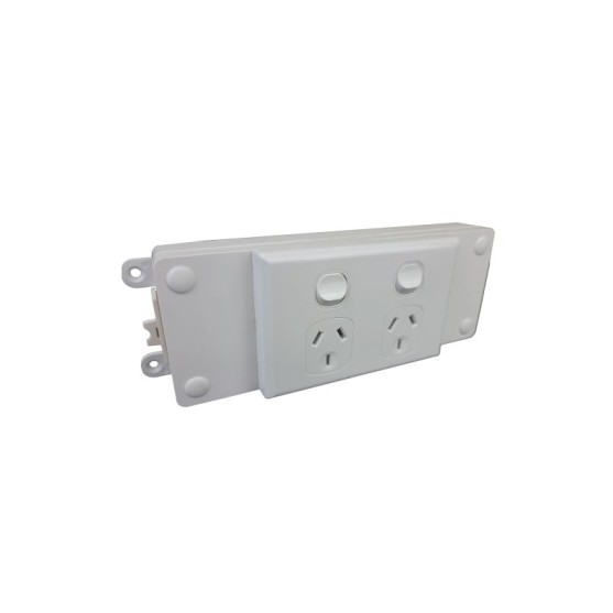 Soft Wired Double Switched Outlet, White | Cableduct Systems