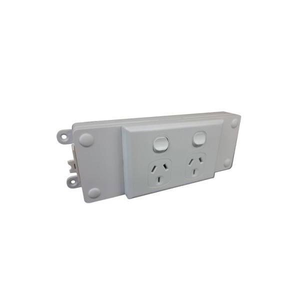Soft Wired Double Switched Outlet, White | Cableduct Systems
