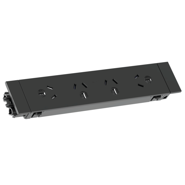 Quad GPO Quick Fit Outlet, Removable Tile | Cableduct Systems