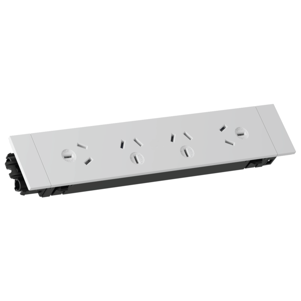 Quad GPO Quick Fit Outlet, Removable Tile | Cableduct Systems