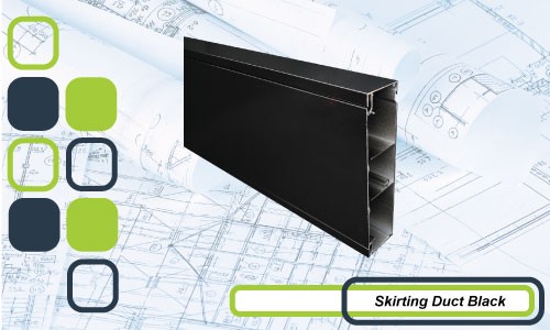 Black Satin Skirting Duct | SD Series Aluminium Duct, 5 Sizes | Cableaway