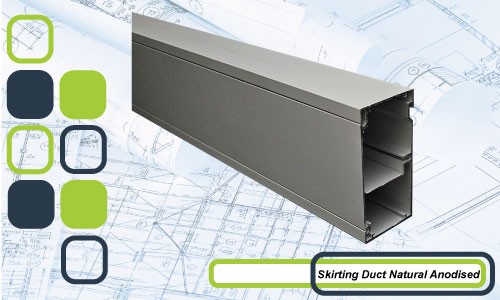 Natural Anodised Skirting Duct | SD Series Aluminium Duct, 5 Sizes | Cableaway