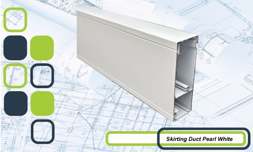 Pearl White Skirting Duct | SD Series Aluminium Duct, 5 Sizes | Cableaway